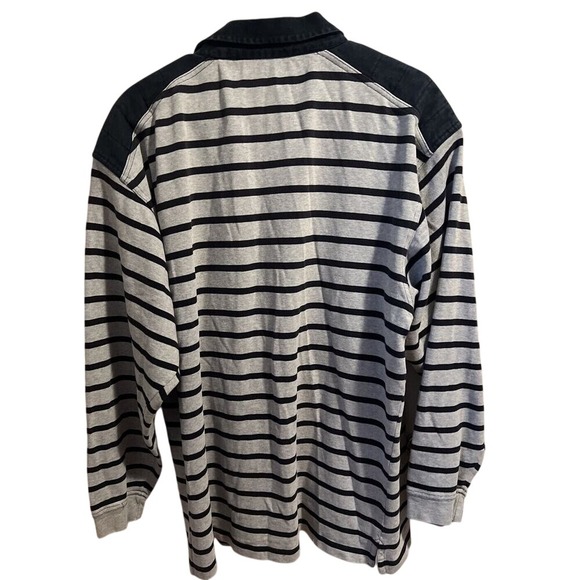 RM WILLIAMS Mens L Rugby Polo Striped Blue/Gray Collared Long Sleeve Jersey AUS - Picture 6 of 16
